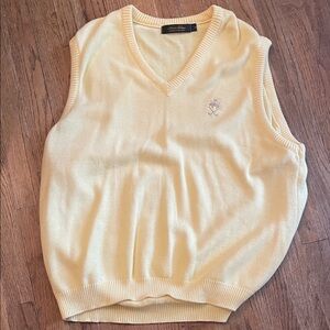 Brooks Brothers cotton yellow V-Neck golf logo Sweater Vest size large